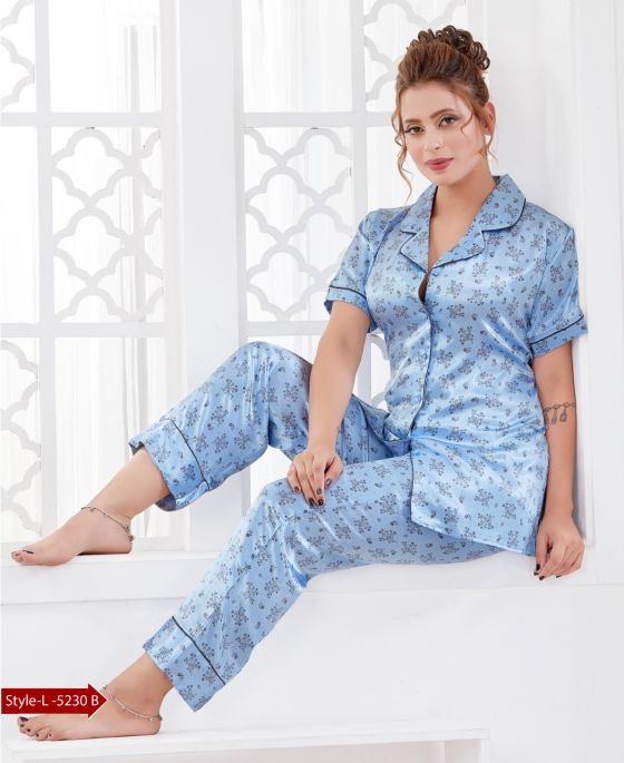 Two - piece silky satin Womens pajama set