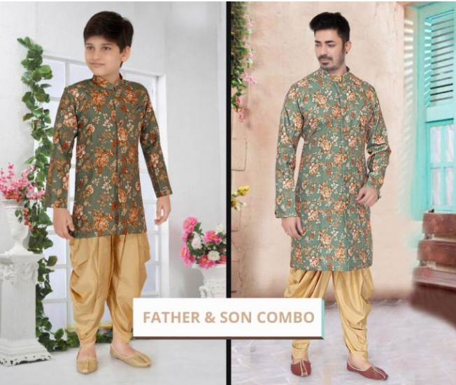 Boys Green Sherwani Set