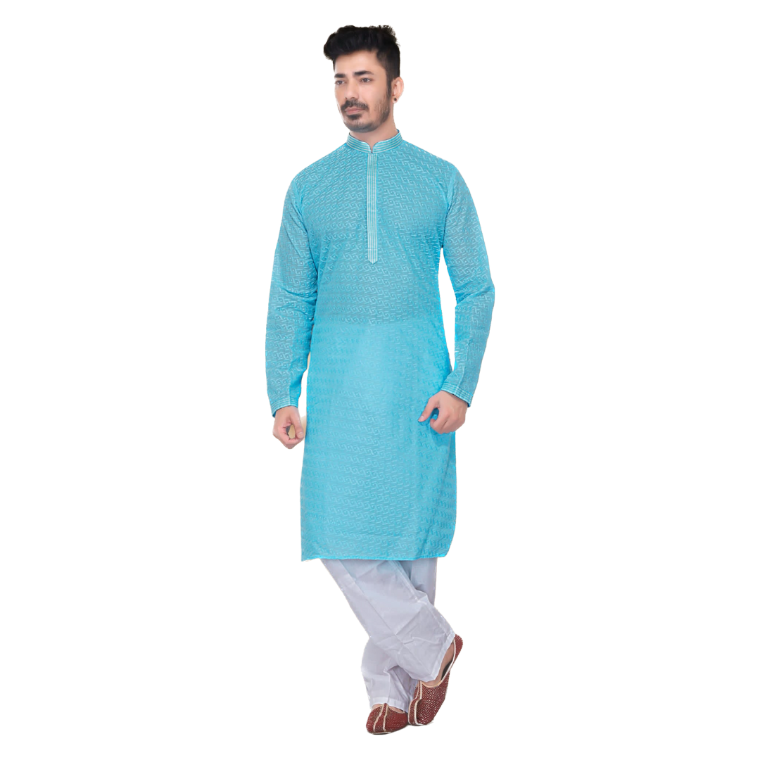 Chikankari kurta with neck detailing