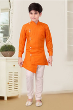 Boys Party Wear Side Cut Styling Kurta Pyjama Set