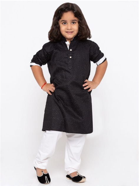 Boys Premium Fabric Cotton Kurta Pyjama Polka Dots