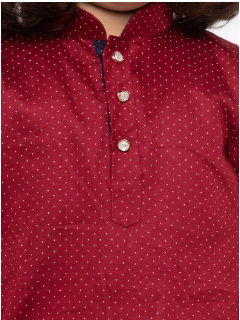 Boys Premium Fabric Cotton Kurta Pyjama Polka Dots