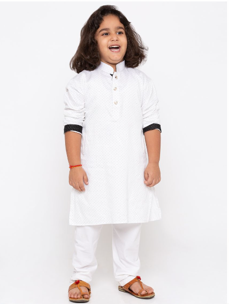 Boys Premium Fabric Cotton Kurta Pyjama Polka Dots