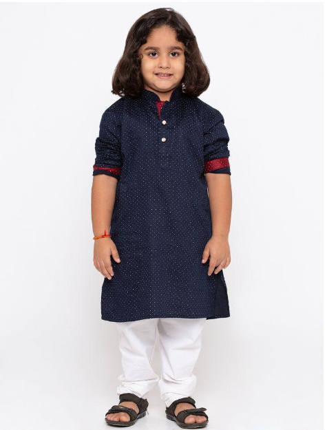 Boys Premium Fabric Cotton Kurta Pyjama Polka Dots
