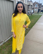 Pure chikankari moti hand embroidered 3 piece suit set