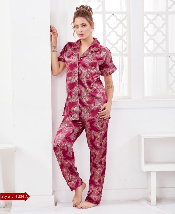 Two piece silky satin pajama set