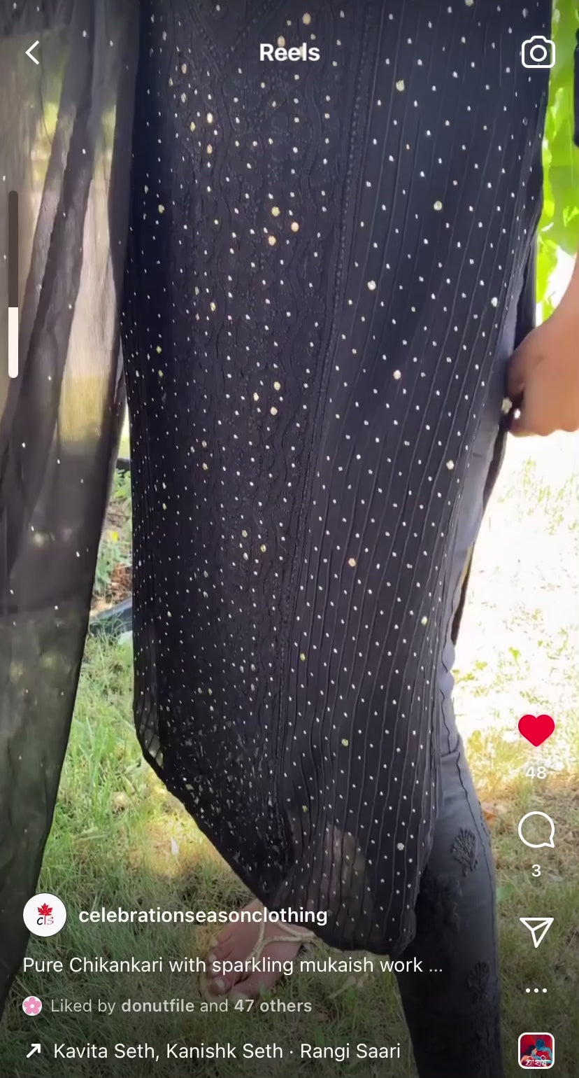 Pure chikankari with mukaish 4 piece set