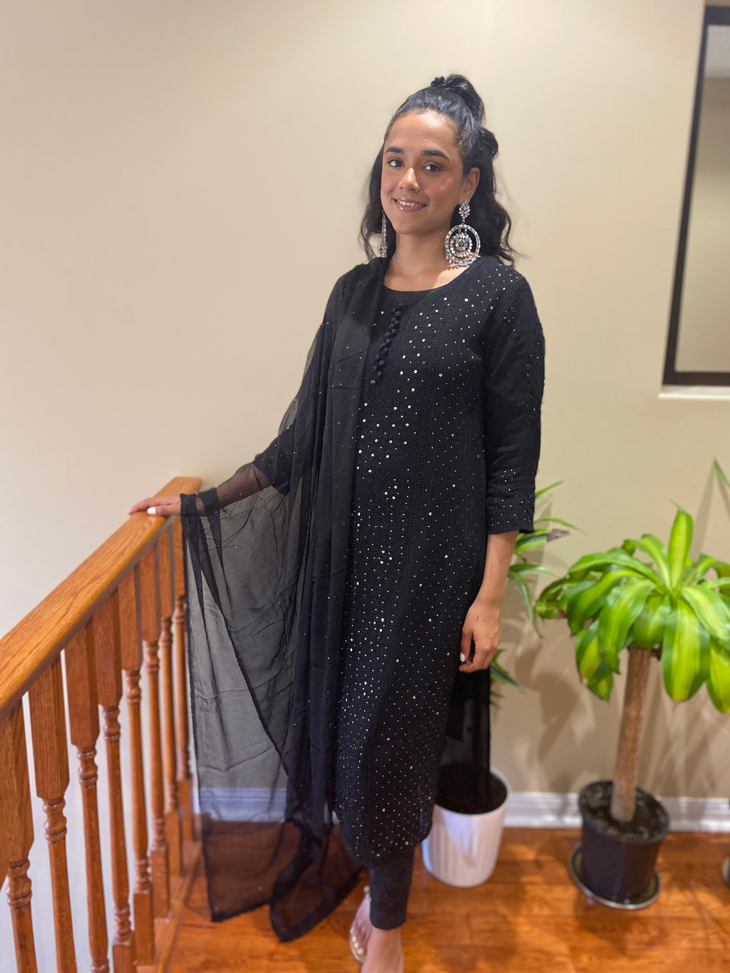 Pure chikankari with mukaish 4 piece set