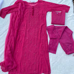 Pure chikankari with mukaish 4 piece set